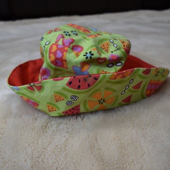Girls Sun Beach Bucket Hat Green Red - Picture 5 of 9